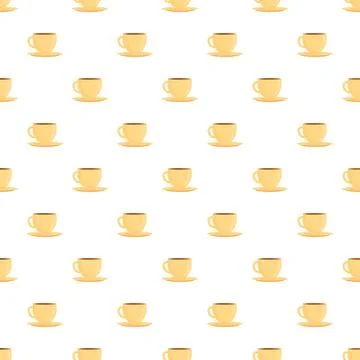 Yellow coffee cups pattern seamless background Stock Illustration