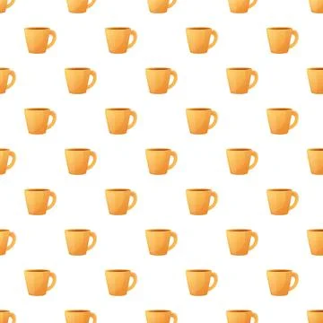 Yellow coffee mugs pattern for breakfast beverage background 스톡 일러스트