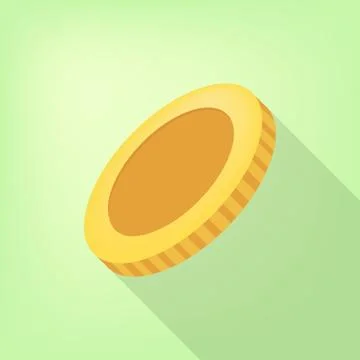 Yellow coin on a lime background. Vector illustration. Close-up. Gambling Stock Illustration