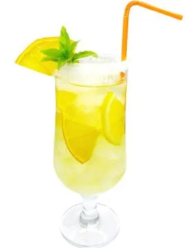 Yellow cold lemonade drink Stock Photos