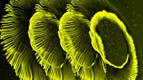Yellow color 3d particles rotating in circular path Stock Footage 220768758