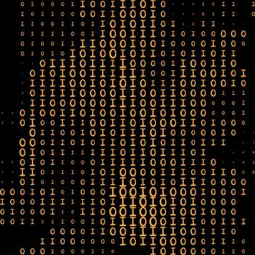 Yellow color code streams glowing on screen. Vector background Illustrazione stock