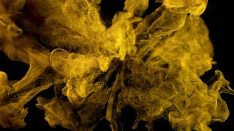 Yellow color explosion on black Stock Footage 48543276