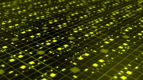 Yellow color flickering squared digital abstract background Stock Footage 225252906