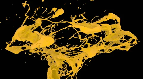 Yellow color splashes in slow motion, isolated on black (FULL HD) Vídeos de archivo 48545547