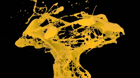 Yellow color splashes in slow motion, alpha channel included (FULL HD) Stock Footage 48939248