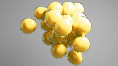 Yellow colored bubbles floating against grey background. Stock Illustration