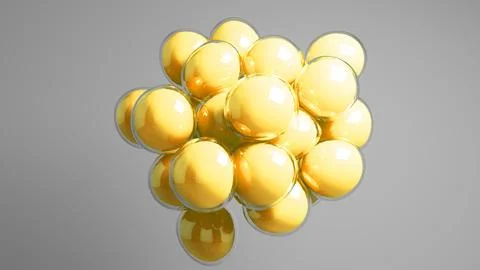 Yellow colored bubbles floating against grey background. Stock Illustration