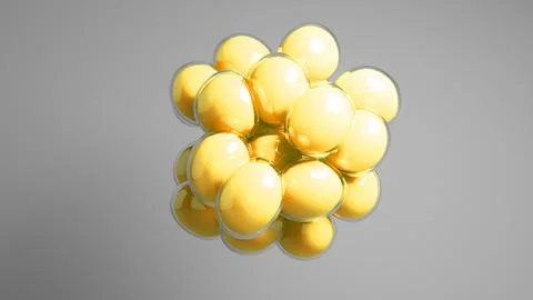 Yellow colored bubbles floating against grey background. Stock Illustration