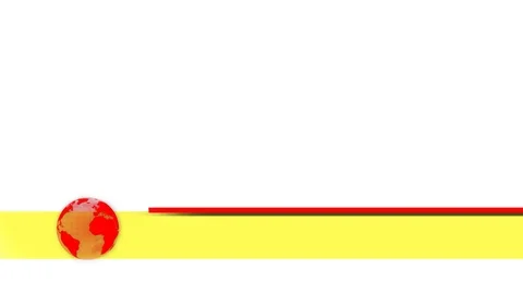 Yellow Colored Lower Third with a spinning globe, with alpha channel - 011 Stock Footage 80150194