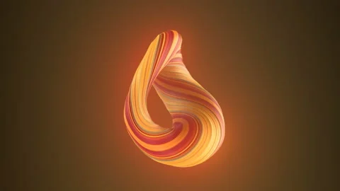 Yellow colored twisted shape. Abstract geometric 3D render loop animation Stock Footage 115699089