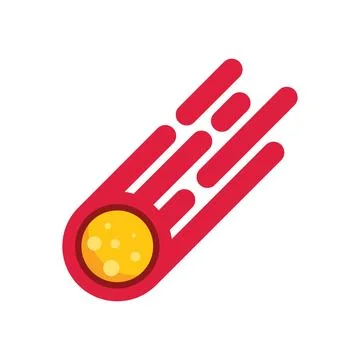 Yellow comet falling with red tail on white background Stock Illustration