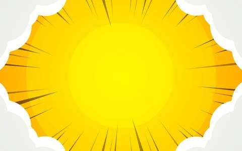 Yellow comic background with Cloud, sun burst and halftone Illustrazione stock