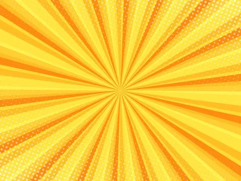 Yellow comic background with halftone, pop art style effect. Stock Illustration