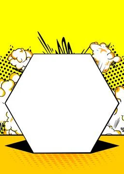 Yellow Comic Book Background with blank Hexagonal shape. Abstract Pop Art V.. Stock Illustration