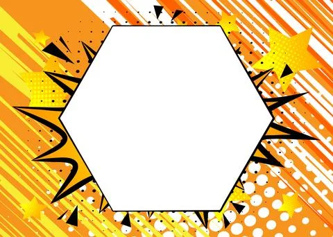 Yellow Comic Book Background with blank Hexagonal shape. Abstract Pop Art V.. Stock Illustration