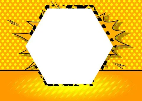 Yellow Comic Book Background with blank Hexagonal shape. Abstract Pop Art V.. Illustrazione stock