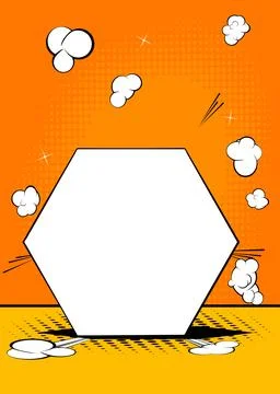 Yellow Comic Book Background with blank Hexagonal shape. Abstract Pop Art V.. Stock Illustration