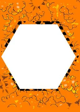 Yellow Comic Book Background with blank Hexagonal shape. Abstract Pop Art V.. Stock Illustration