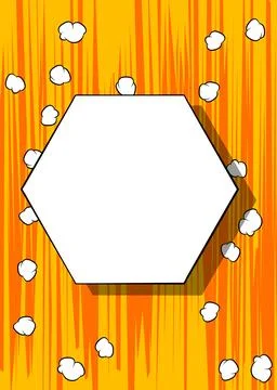 Yellow Comic Book Background with blank Hexagonal shape. Abstract Pop Art V.. Stock Illustration