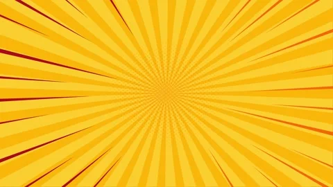 Yellow Comic Book Background with Sunburst Rays and Halftone Pattern Stock Footage 334683498