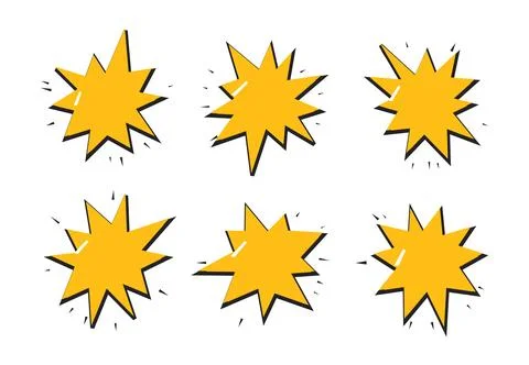 Yellow comic starburst explosion pop art elements Stock-Illustration