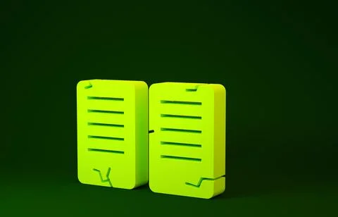 Yellow The commandments icon isolated on green background. Gods law concept.  Illustrazione stock