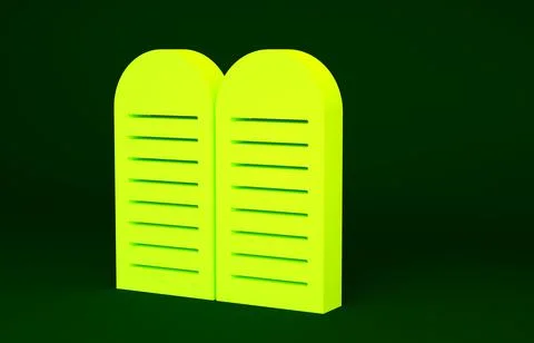 Yellow The commandments icon isolated on green background. Gods law concept.  Stock Illustration