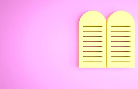 Yellow The commandments icon isolated on pink background. Gods law concept. M Illustrazione stock