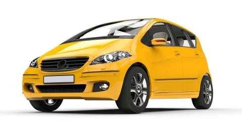 Yellow Compact Car Stock Illustration