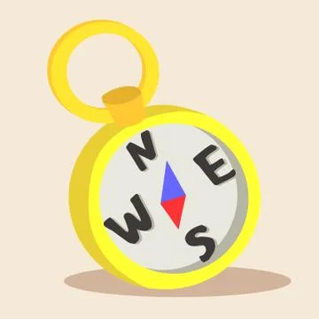 Yellow Compass Cartoon Vector Stock Illustration