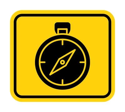 Yellow Compass Icon with Pointer for Navigation and Adventure Themes Stock Illustration