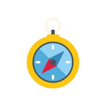 Yellow compass pointing north direction finding tool Stock Illustration
