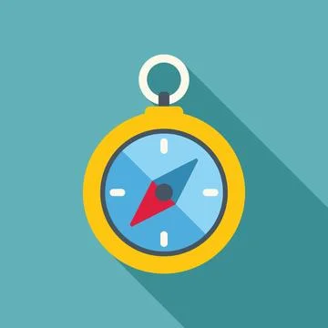 Yellow compass pointing north on turquoise background Stock Illustration