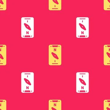 Yellow Compass screen apps on smartphone for navigation icon isolated seamless Ilustración de archivo