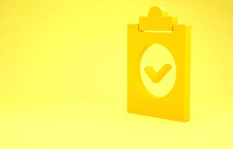 Yellow Completed task icon isolated on yellow background. Compliance inspecti Stock Illustration