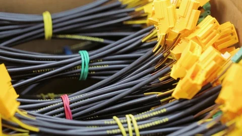 Yellow composite cable in the box Stock Footage 75326963