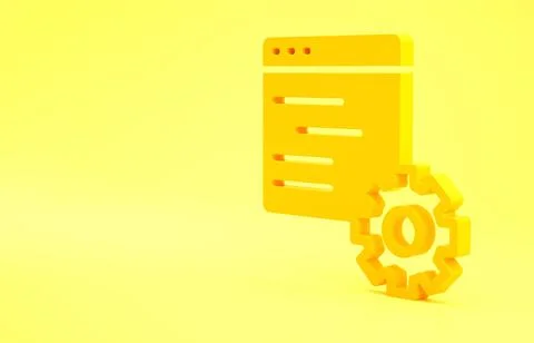 Yellow Computer api interface icon isolated on yellow background. Application 스톡 일러스트