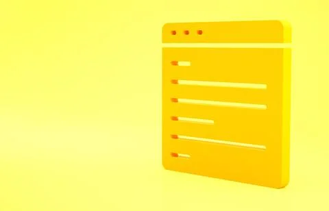Yellow Computer api interface icon isolated on yellow background. Application Stock Illustration