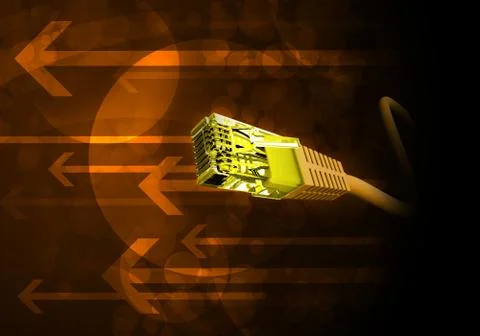 Yellow computer cable with arrows Illustrazione stock