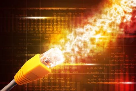 Yellow computer cable Stock Illustration