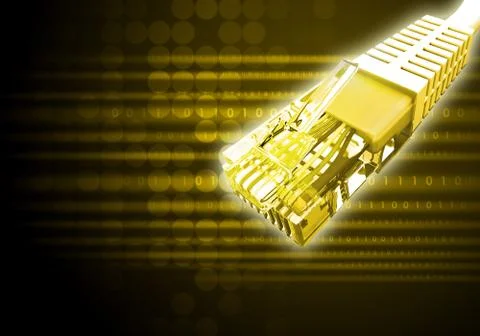 Yellow computer cable with numbers Stock Illustration