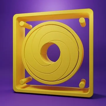 Yellow Computer cooler icon isolated on purple background. PC hardware fan... Stock Photos