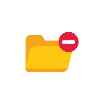 Yellow computer folder being deleted with minus sign Illustrazione stock