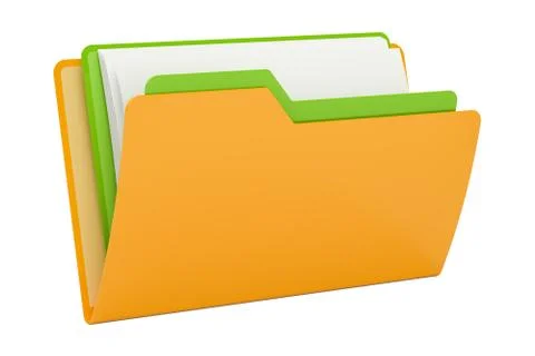 Yellow computer folder icon with folder inside, 3D rendering 스톡 일러스트