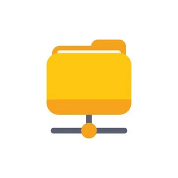 Yellow computer folder sharing on network icon Stock Illustration