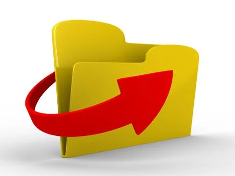 Yellow computer folder on white background. Isolated 3d image Stock Illustration