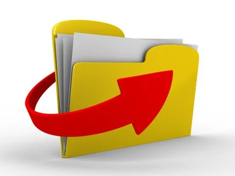 Yellow computer folder on white background. Isolated 3d image Stock Illustration