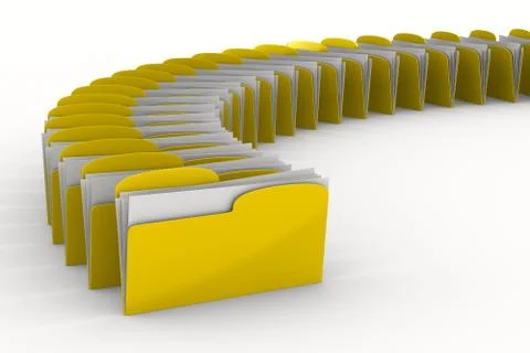 Yellow computer folder on white background. Isolated 3d image Stock Illustration