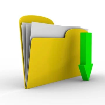 Yellow computer folder on white background. Isolated 3d image Stock Illustration